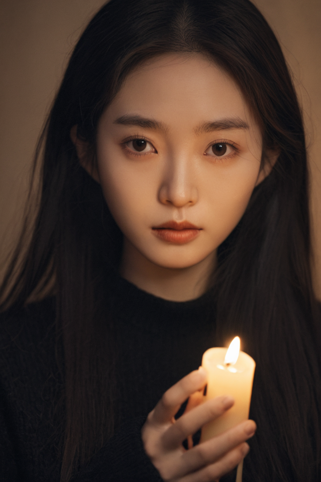 01253-2023-09-12-24892115-a Chinese woman with long hair and a black sweater is holding a candle in her hand and looking at the camera,.png